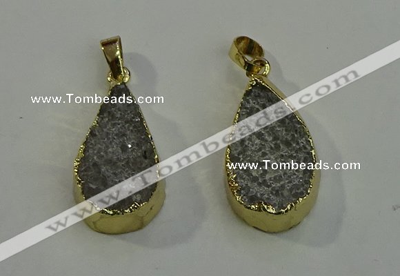 NGP6078 15*25mm – 18*30mm flat teardrop druzy agate pendants