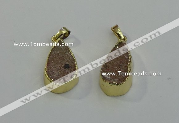 NGP6079 15*25mm – 18*30mm flat teardrop druzy agate pendants