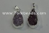 NGP6081 15*25mm – 18*30mm flat teardrop druzy agate pendants