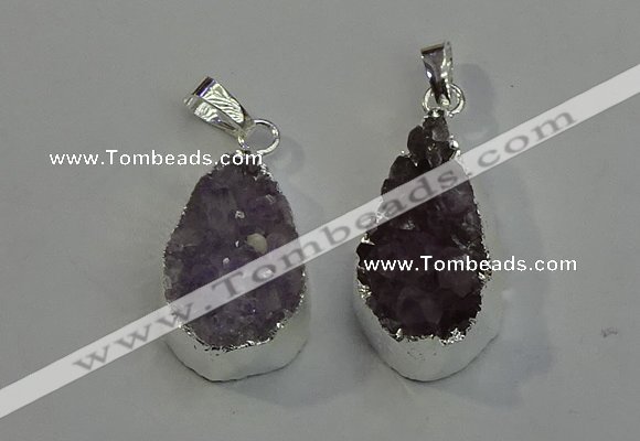 NGP6081 15*25mm – 18*30mm flat teardrop druzy agate pendants