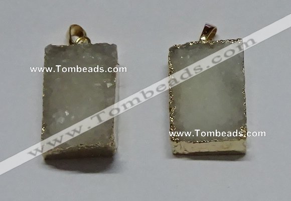 NGP6094 20*30mm – 22*35mm rectangle druzy quartz pendants