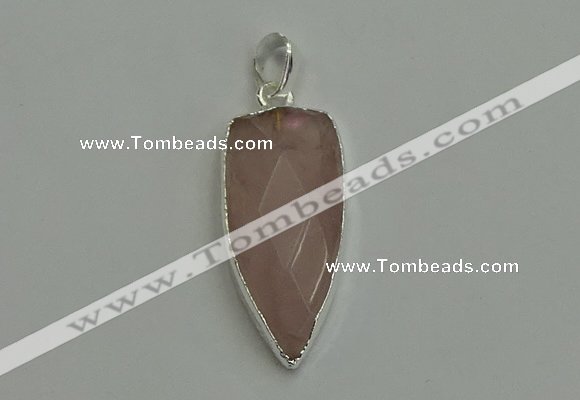 NGP6111 12*35mm - 15*40mm arrowhead rose quartz pendants