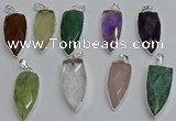 NGP6115 12*35mm - 15*40mm arrowhead mixed gemstone pendants