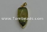 NGP6119 12*35mm - 15*40mm arrowhead green rutilated quartz pendants