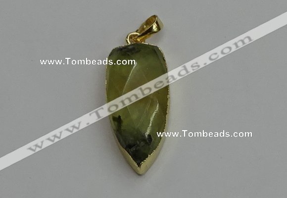 NGP6119 12*35mm - 15*40mm arrowhead green rutilated quartz pendants