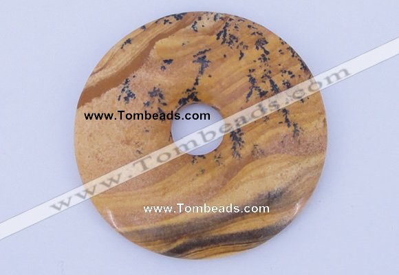 NGP612 5pcs 6*50mm picture jasper gemstone donut pendants wholesale