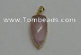 NGP6121 12*35mm - 15*40mm arrowhead rose quartz pendants