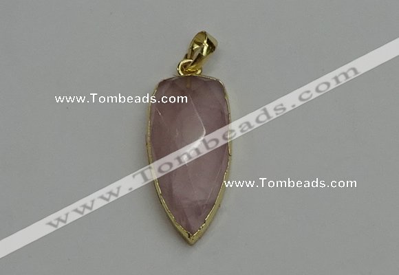 NGP6121 12*35mm - 15*40mm arrowhead rose quartz pendants