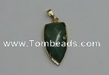 NGP6124 12*35mm - 15*40mm arrowhead green aventurine pendants