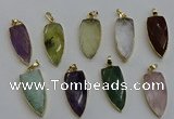 NGP6125 15*40mm arrowhead mixed gemstone pendants wholesale