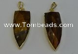 NGP6126 12*35mm - 15*40mm arrowhead yellow tiger eye pendants