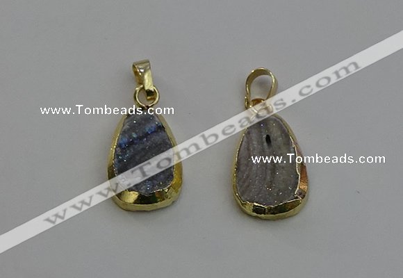 NGP6130 15*20mm freeform druzy agate pendants wholesale