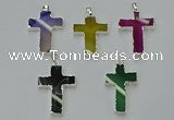 NGP6164 25*40mm - 30*40mm cross agate gemstone pendants