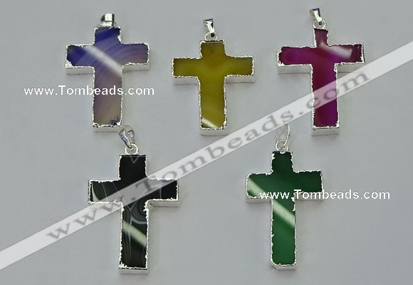 NGP6164 25*40mm - 30*40mm cross agate gemstone pendants