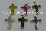 NGP6174 25*40mm - 30*40mm cross agate gemstone pendants