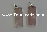 NGP6181 14*30mm - 15*38mm faceted rectangle rose quartz pendants