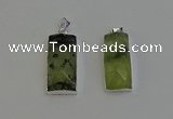 NGP6184 14*30mm - 15*38mm faceted rectangle green rutilated quartz pendants