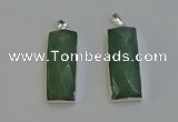 NGP6185 14*30mm - 15*38mm faceted rectangle green aventurine pendants