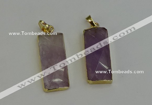 NGP6200 14*30mm - 15*38mm faceted rectangle amethyst pendants