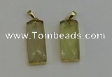 NGP6201 14*30mm - 15*38mm faceted rectangle lemon quartz pendants