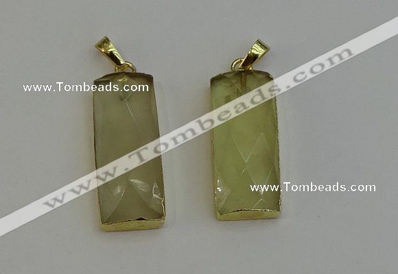 NGP6201 14*30mm - 15*38mm faceted rectangle lemon quartz pendants