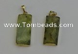 NGP6202 14*30mm - 15*38mm faceted rectangle green rutilated quartz pendants