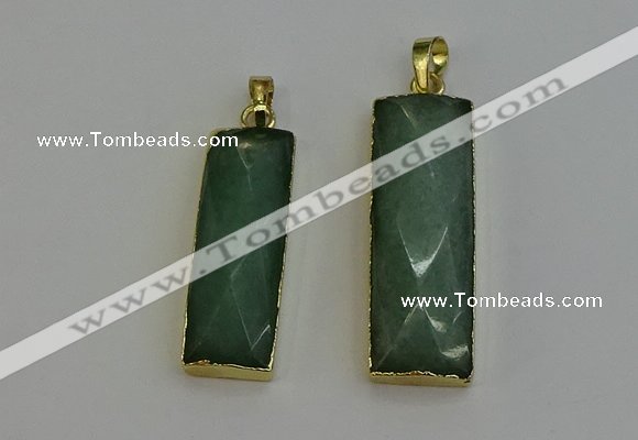 NGP6203 14*30mm - 15*38mm faceted rectangle green aventurine pendants