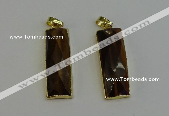 NGP6205 14*30mm - 15*38mm faceted rectangle yellow tiger eye pendants