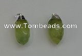 NGP6223 12*28mm - 15*30mm faceted bullet green rutilated quartz pendants