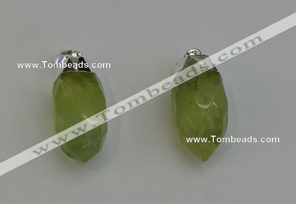 NGP6223 12*28mm - 15*30mm faceted bullet green rutilated quartz pendants