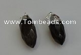 NGP6224 12*28mm - 15*30mm faceted bullet smoky quartz pendants