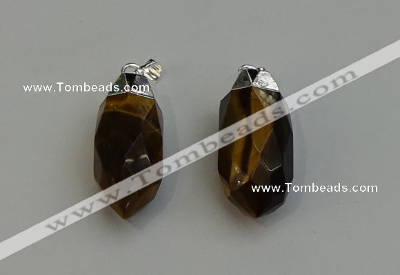 NGP6228 12*28mm - 15*30mm faceted bullet yellow tiger eye pendants