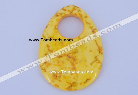 NGP623 5pcs 45*62mm flat teardrop yellow agate gemstone pendants