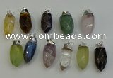 NGP6230 12*28mm - 15*30mm faceted bullet mixed gemstone pendants