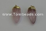 NGP6236 12*28mm - 15*30mm faceted bullet rose quartz pendants