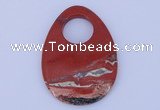 NGP624 5pcs 45*62mm flat teardrop red jasper gemstone pendants