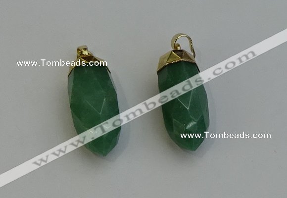 NGP6241 12*28mm - 15*30mm faceted bullet green aventurine pendants