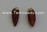 NGP6242 12*28mm - 15*30mm faceted bullet red rabbit hair pendants