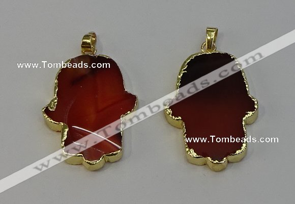 NGP6257 22*40mm - 25*45mm hamsahand agate gemstone pendants