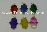 NGP6263 22*40mm - 25*45mm hamsahand agate gemstone pendants