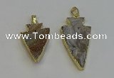 NGP6280 22*35mm - 24*45mm arrowhead druzy agate pendants