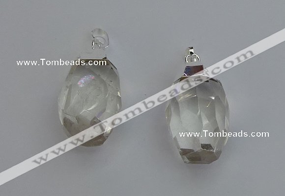 NGP6292 18*30mm - 22*35mm faceted nuggets white crystal pendants