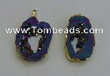 NGP6312 25*35mm - 30*45mm freeform plated druzy agate pendants