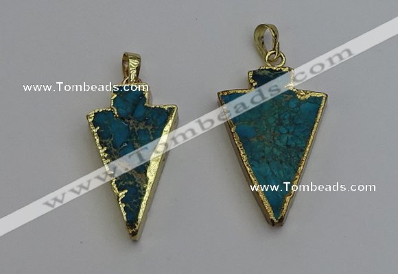 NGP6316 20*35mm - 25*40mm arrowhead sea sediment jasper pendants