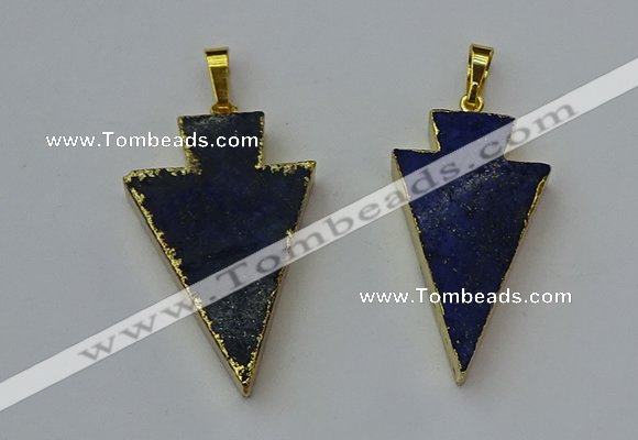 NGP6325 20*40mm - 25*45mm arrowhead lapis lazuli pendants