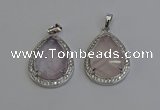 NGP6330 25*30mm teardrop rose quartz pendants wholesale