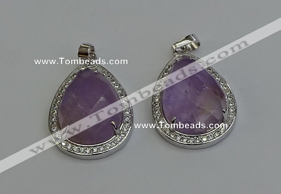 NGP6334 25*30mm teardrop light amethyst pendants wholesale