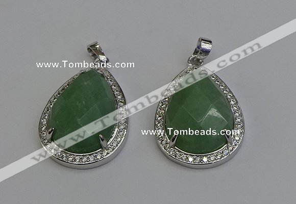 NGP6339 25*30mm teardrop green aventurine pendants wholesale