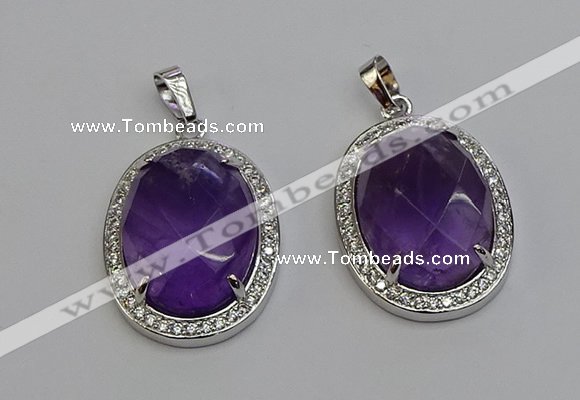 NGP6354 25*30mm oval amethyst gemstone pendants wholesale