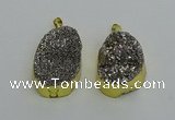 NGP6373 25*35mm - 26*40mm freeform plated druzy agate pendants